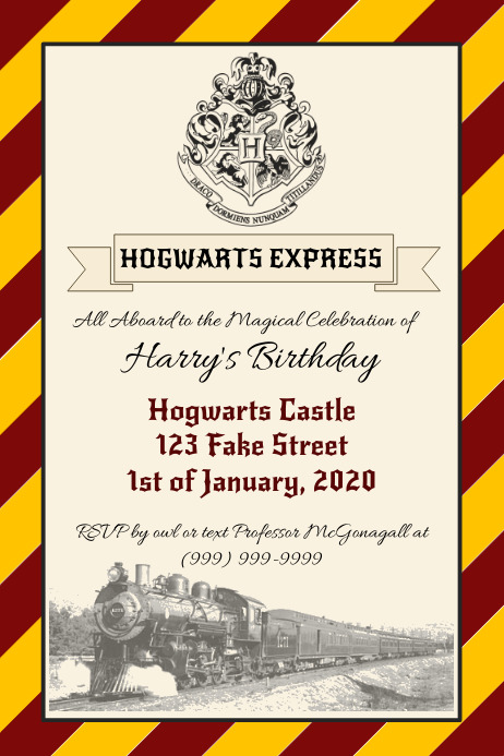 Template Harry Potter Hogwarts Express Birthd Postermywall