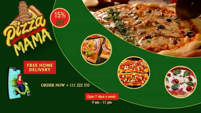 Template restaurant, pizza, burguer, video ad Apresentação (16:9)