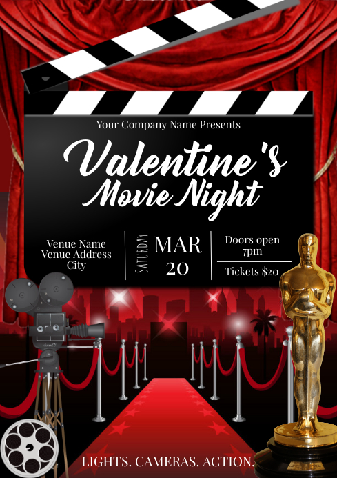 Template valentine's movie night A4