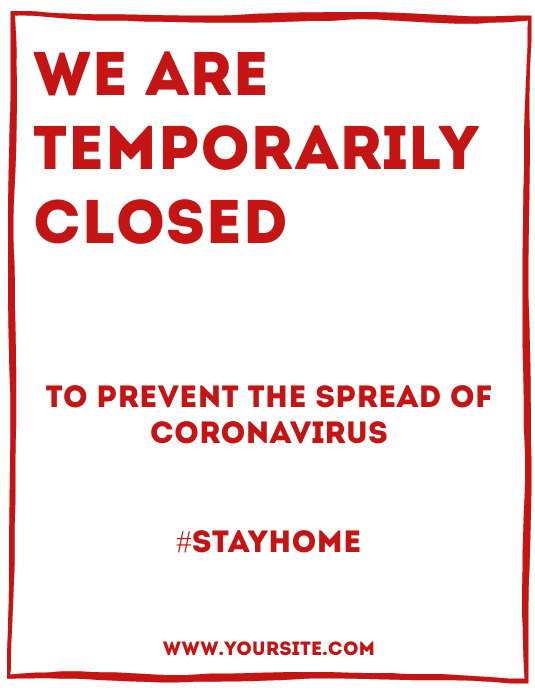 Editable Temporarily Closed Sign Template