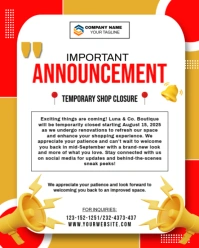TEMPORARY CLOSURE ANNOUNCEMENT Instagram Portrait template