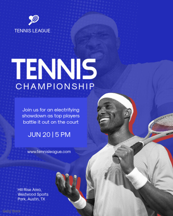 Tennis Competition Blue Poster Instagram Portrait template