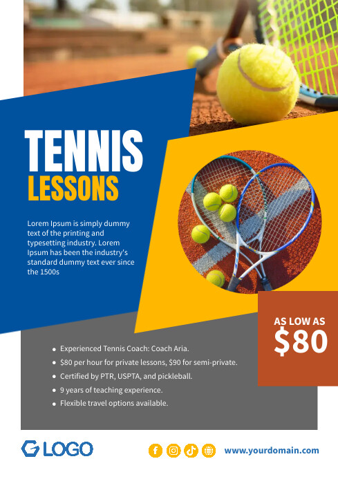 Lesserns Tennis Lessons Flyer Poster | PosterMyWall