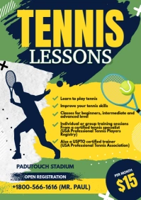 Tennis Lessons Flyer Poster A4 template