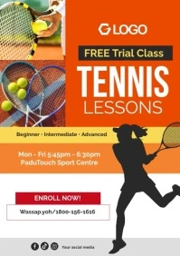Tennis Lessons Poster Flyer Template A4