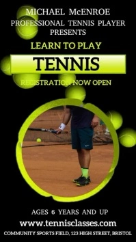 Tennis Lessons Video Template Digital Display (9:16)