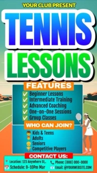 Tennis Lesssons Flyer Instagram Reel template