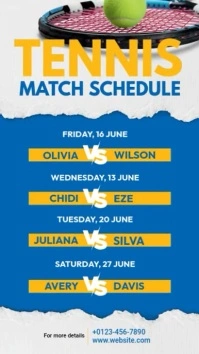 Tennis Match Schedule Ad Template Instagram Story