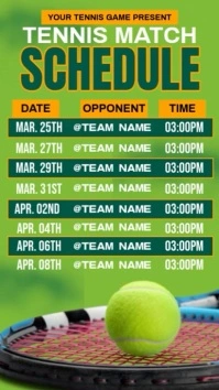 Tennis Match Schedule Instagram Story template