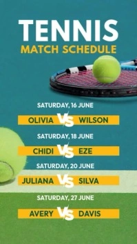 Tennis Match Schedule Template Instagram Story