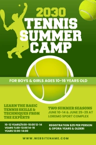 Tennis Summer Camp Banner 4' × 6' template