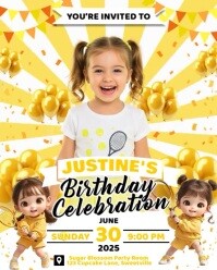 TENNIS THEME BIRTHDAY INVITATION FOR KIDS Instagram Portrait template