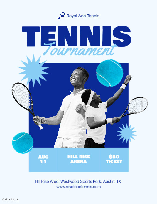 Tennis Tournament Illustrative Blue Poster Pamflet (VSA Brief) template