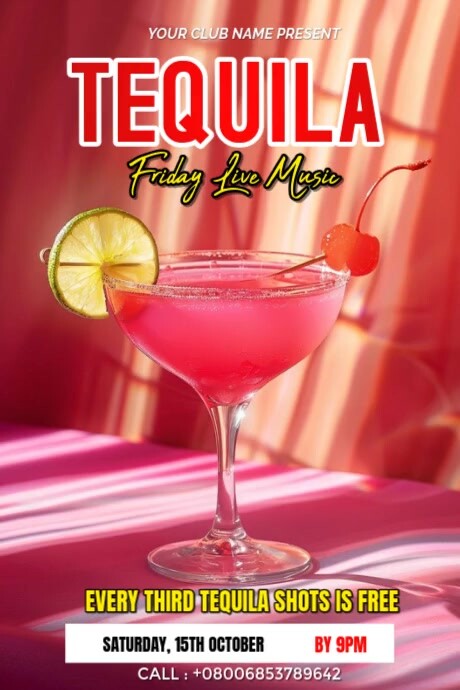 Tequila party Poster template