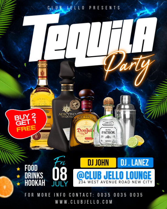 Tequila themed drinks party invitation bar flyer template online Instagram post
