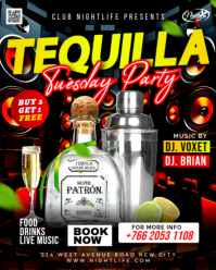 Tequilla Tuesday Dink Party Fiesta Tequila Bar Tekila Festival Music Concert Promo Flyer Template In Instagram Portrait