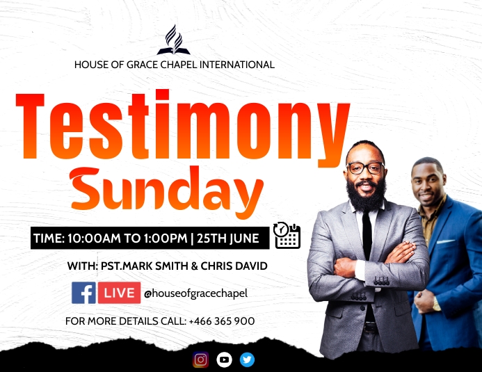 Testimony sunday service poster Flyer (US Letter) template