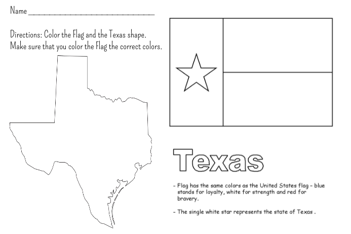 Texas Coloring Pages Texas Flag