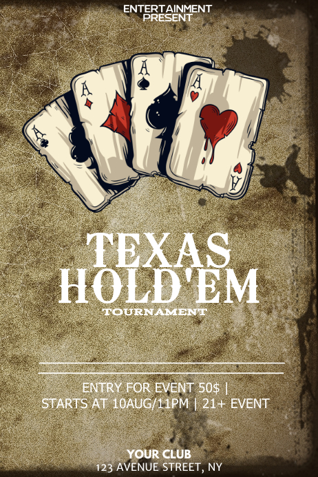 Texas holdem poker night flyer template | PosterMyWall