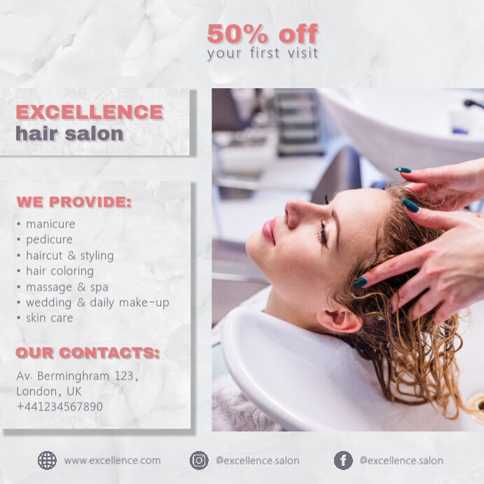 Textured Cream Hair Salon Ad Template Pos Instagram