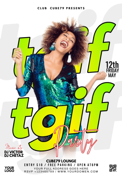 Tgfi party Poster template