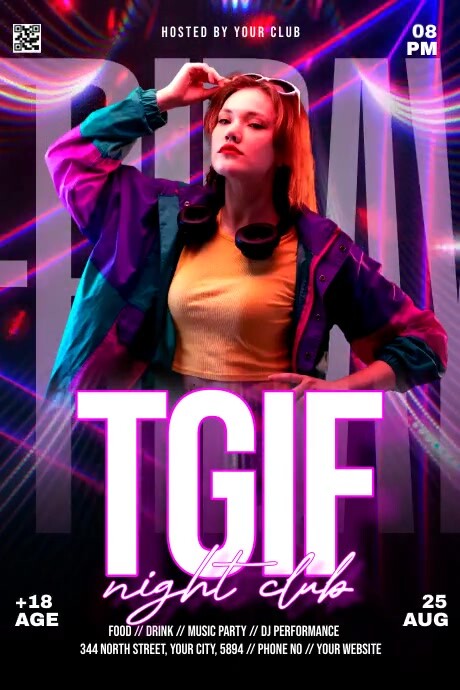 Purple Tgif Party Posters Template | PosterMyWall