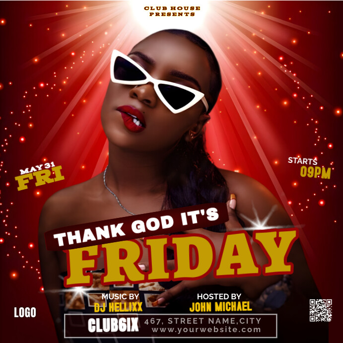 TGIF - Thank God It's Friday Party Design Tem Kwadrat (1:1) template