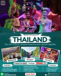 Thailand Tour Package at Bangkok Phuket Pattaya ads template Instagram Portrait
