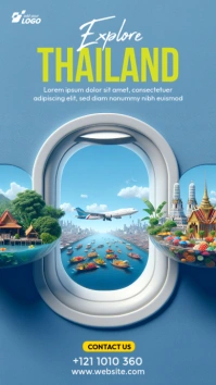 Thailand Travel Banner Ads Story Vertical Display ads Instagram na Kuwento template
