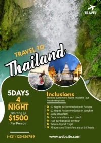 Thailand Travel Flyer Design A4 template