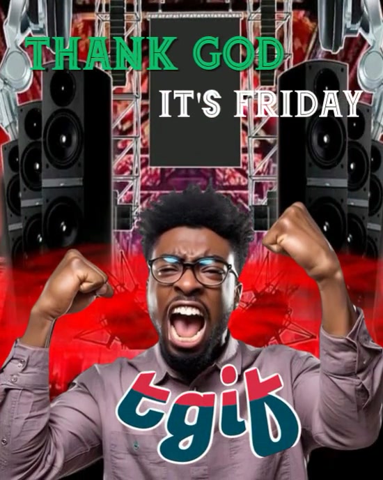 Thank God It's Friday Party Poster – Energetic TGIF Design Instagram Portrait template