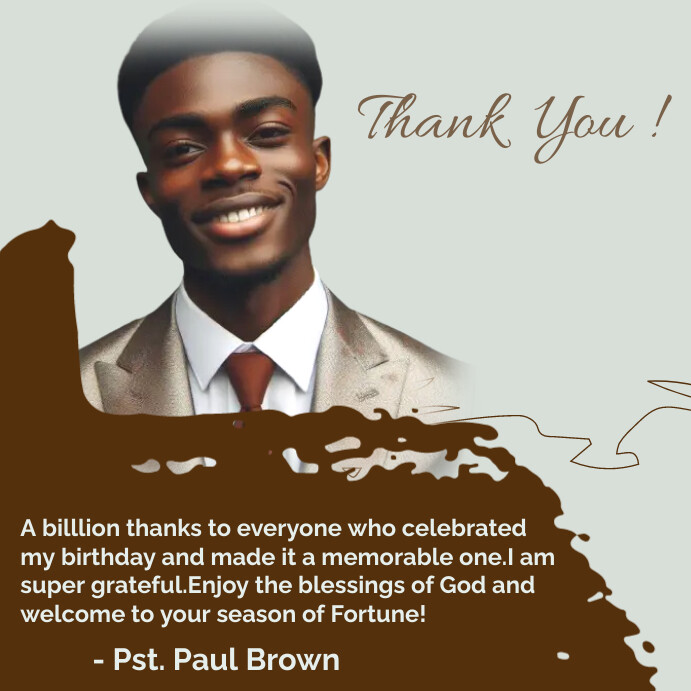 Thank You card for Birthday Template PosterMyWall