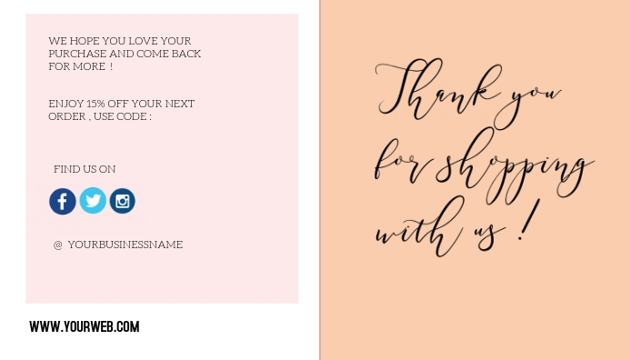 thank you card for small business Carte de visite template