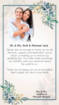 Thank You Card to Wedding Best Couple Reel Instagram template