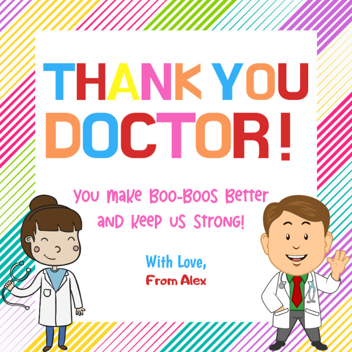 Thank you Doctor Printable Card For Kids Template | PosterMyWall