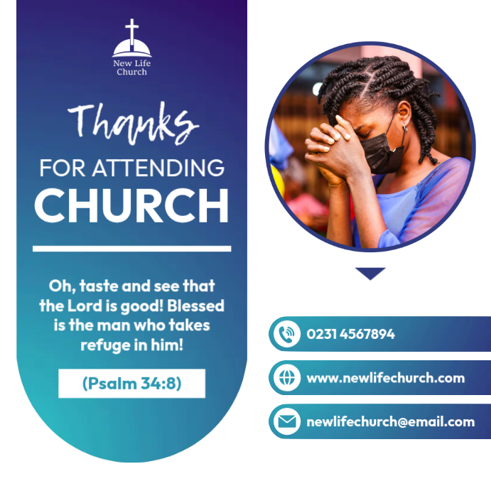 Plantilla de Thank you for attending church | PosterMyWall