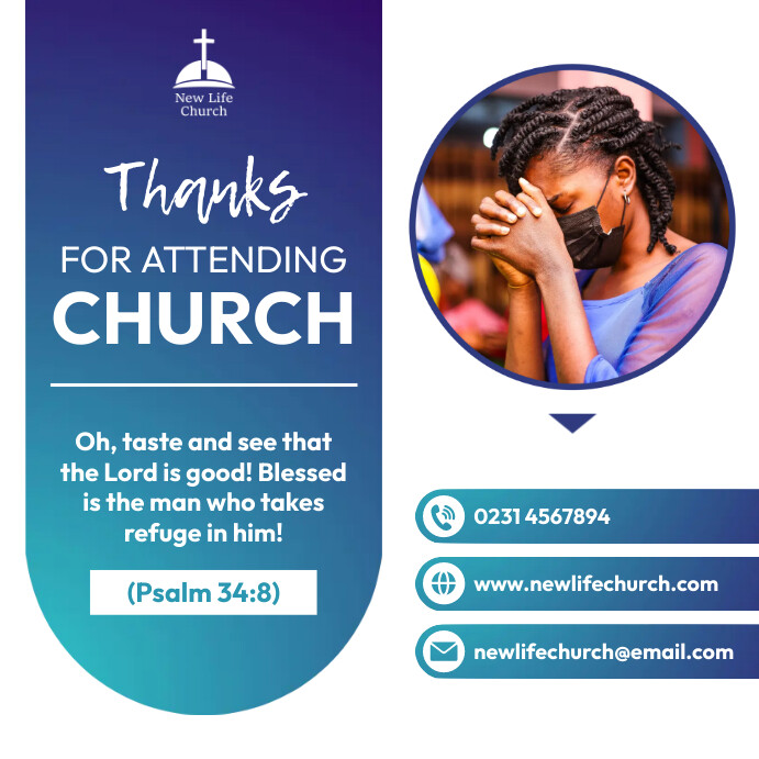 Thank you for attending church Instagram Post template