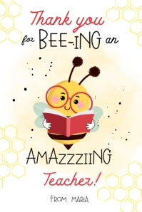 Thank You for Bee-ing an Amazing Teacher Gift Tags Banner 4' × 6' template
