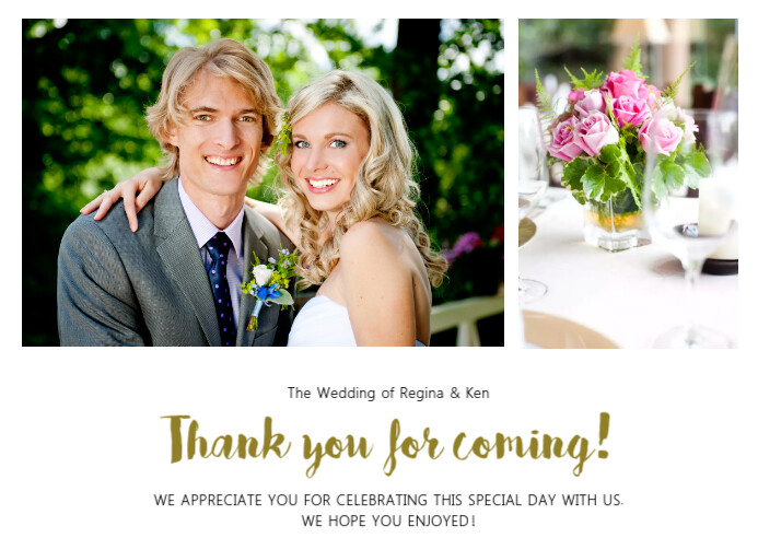 Thank You For Coming Wedding Greeting Card Template模板 Postermywall Thank You For Coming Wedding Greeting Card Template模板 Postermywall