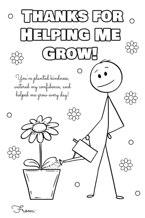 Thank You for helping me grow printable black and White 横幅 4' × 6' template