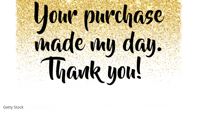 thank you for shopping card gold glitter Visitekaartje template