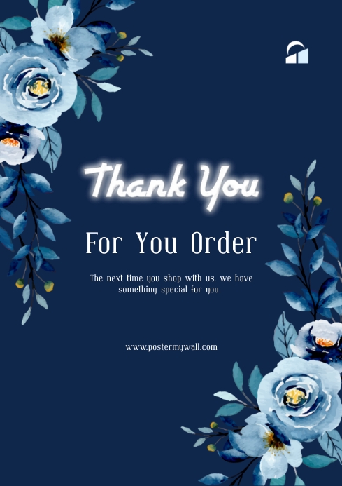 Thank You For Your Order Card Blue Modern Template | PosterMyWall