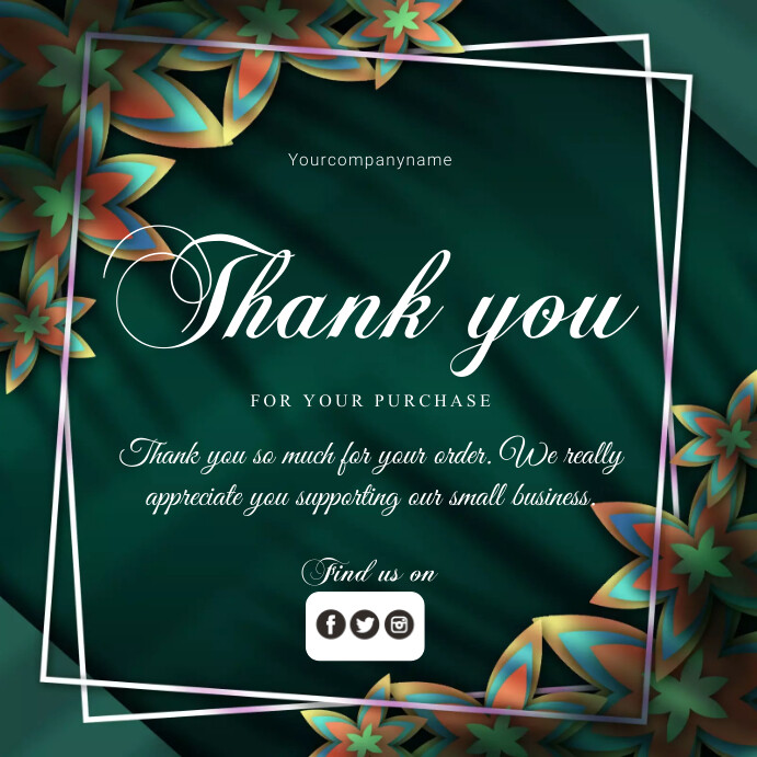 THANK YOU FOR YOUR ORDER NOTE template