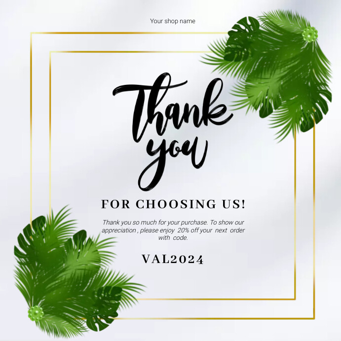 THANK YOU FOR YOUR ORDER NOTE โพสต์บน Instagram template