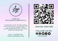 Thank You for Your Order Postcard Template with QR Code & Social Media Icons Cartolina