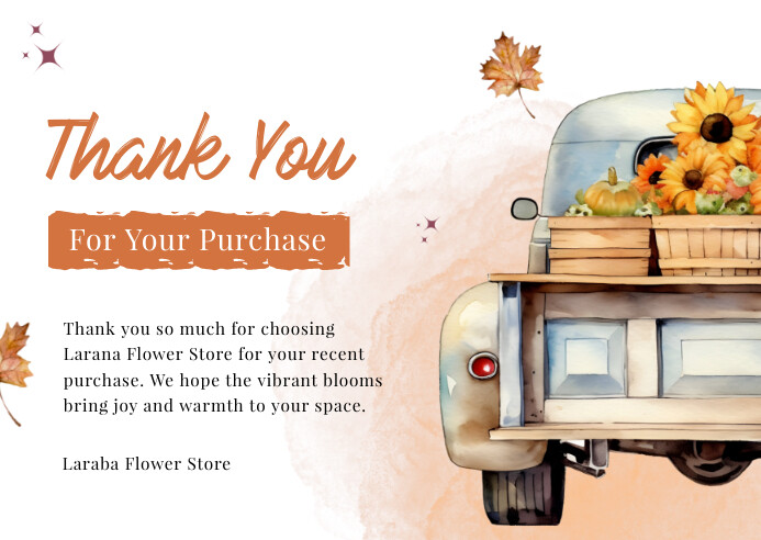 Thank You For Your Purchase Brown White Template | PosterMyWall