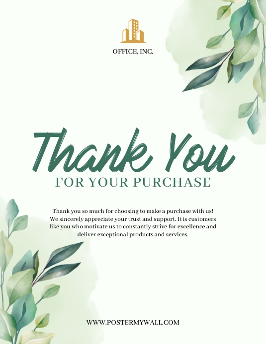 Thank You For Your Purchase Post Card Green Template | PosterMyWall