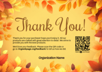 Orange Thank you Purchase Card Template 明信片