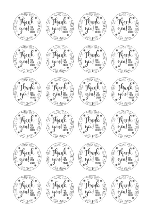 Thank You Sticker Printable Mockup Template A4 Black & White