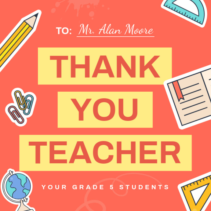 Thank you Teacher Instagram Image Wpis na Instagrama template